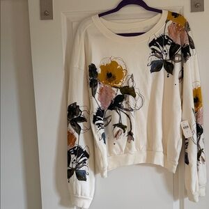 Pilcro Floral Print Sweatshirt